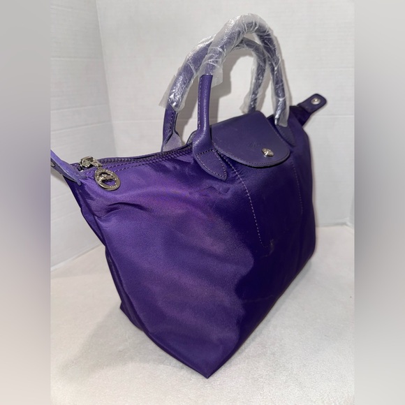 New Longchamp Le Pliage Purple Nylon Large Tote Handbag Purse Made In France - Picture 3 of 16
